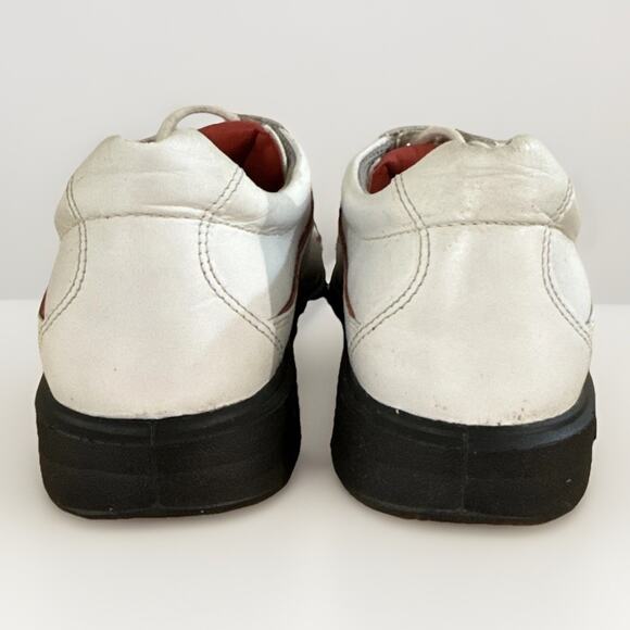 ECCO Golf Shoes Mens 5.5 Women’s 7.5 White Red Leather Soft Spikes - Picture 2 of 10